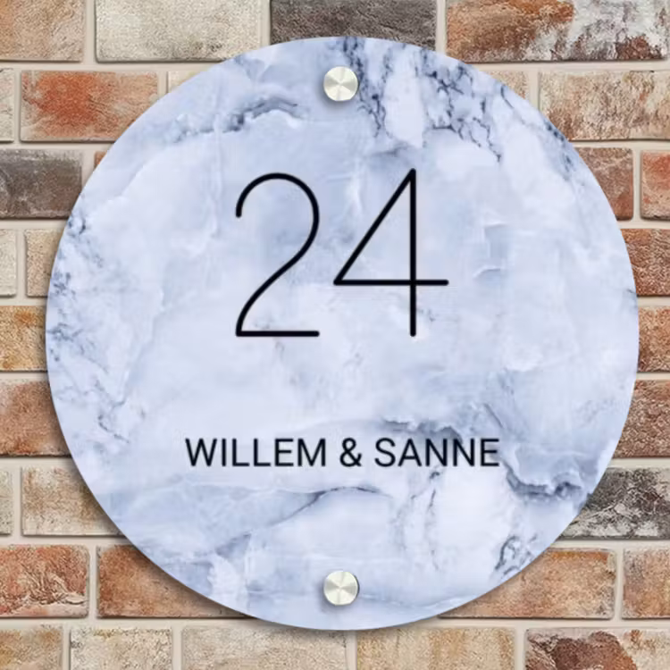 Naambordje voordeur - Rond - Blauw marmer - Klassiek — 4