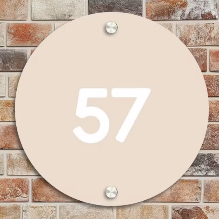 Naambordje voordeur - Rond - Effen - Beige - Traditioneel — 4