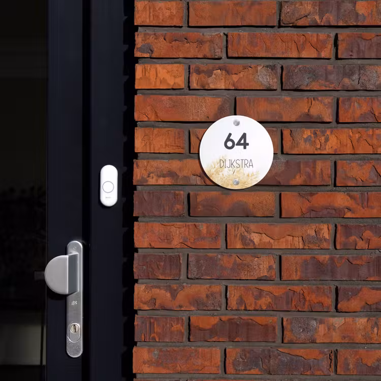 Naambordje voordeur - Rond - Pluimgras - Modern — 2