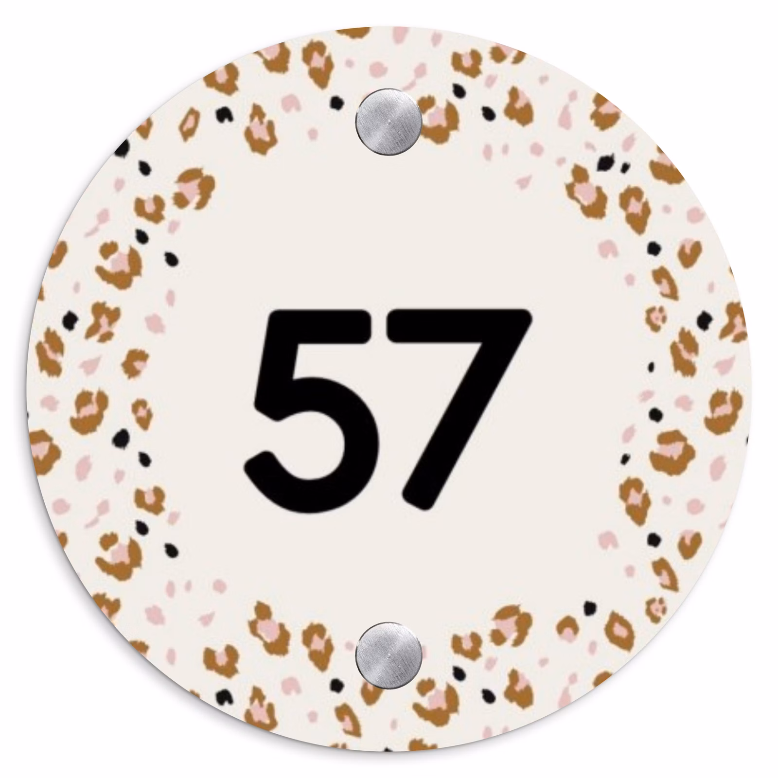 Naambordje voordeur - Rond - Panterprint rand - Traditioneel — 1