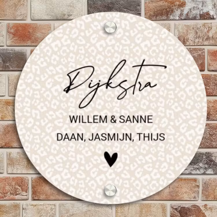 Naambordje voordeur - Rond - Beige panterprint - Sierlijk — 4