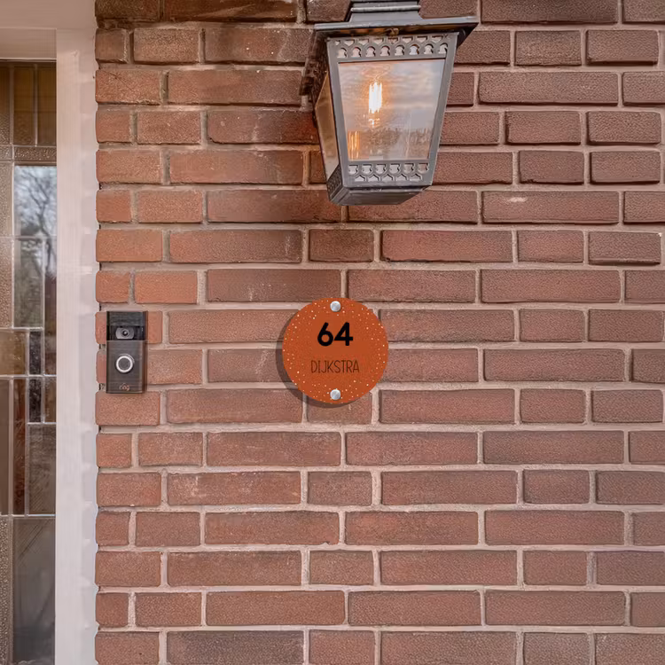 Naambordje voordeur - Rond - Roestbruin met stippen - Modern — 5