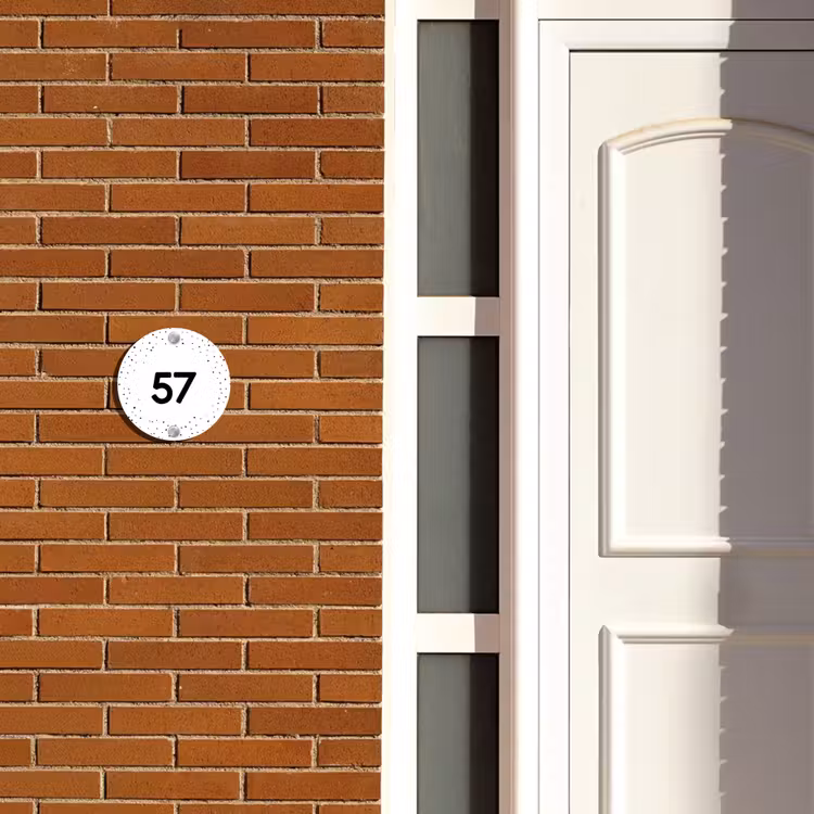 Naambordje voordeur - Rond - Wit met stippen - Traditioneel — 3