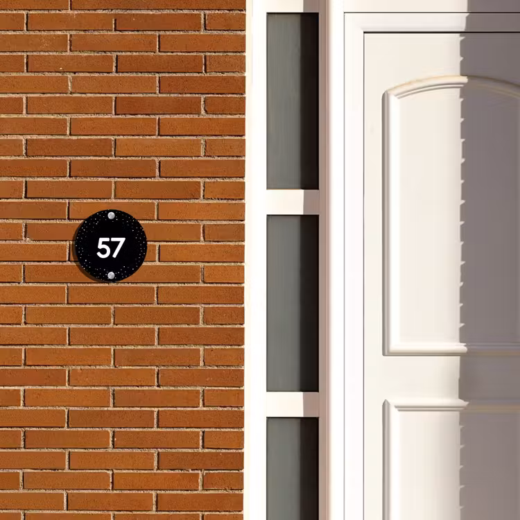 Naambordje voordeur - Rond - Zwart met stippen - Traditioneel — 3