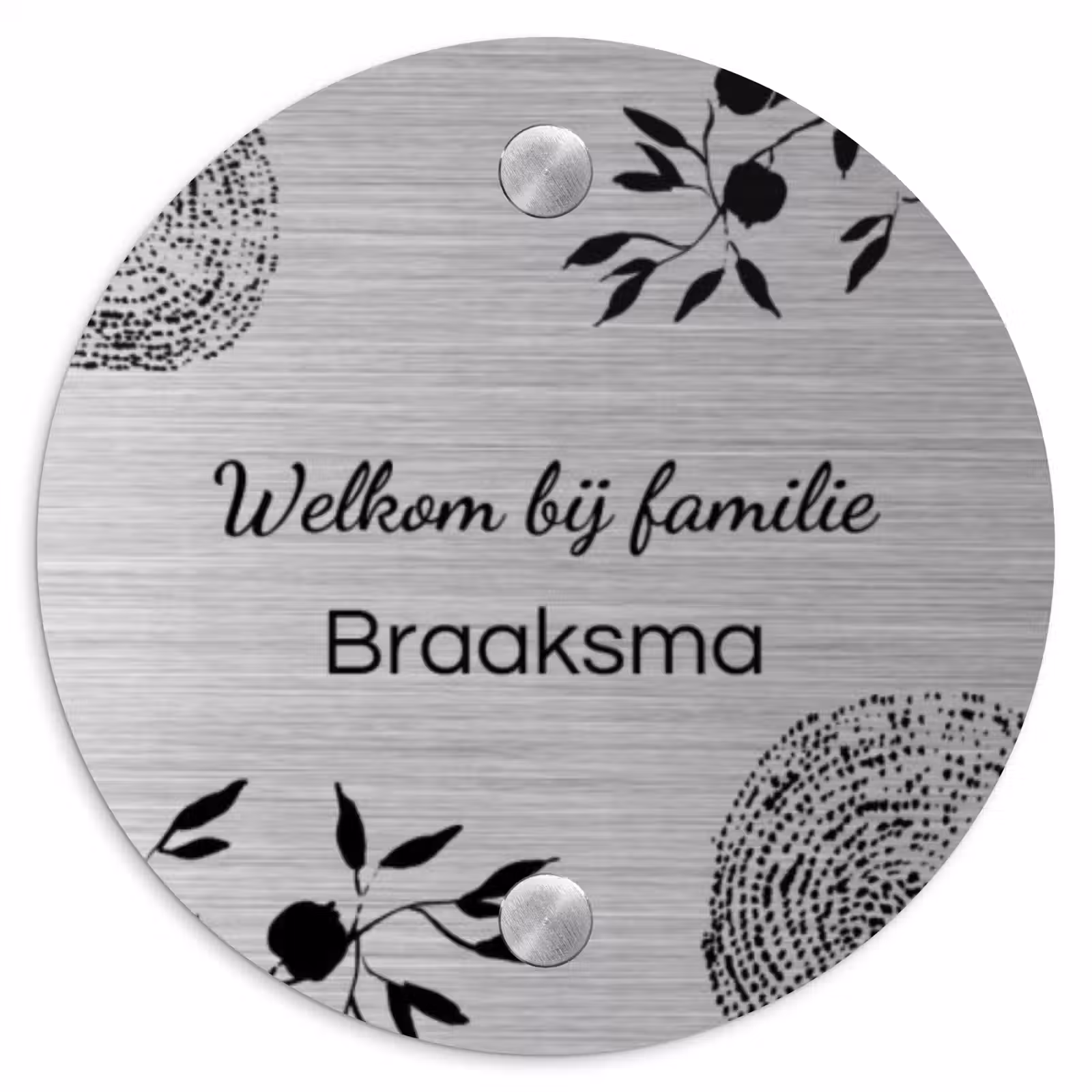 Naambordje voordeur - Rond - Illustraties - Metaal - Sierlijk — 1