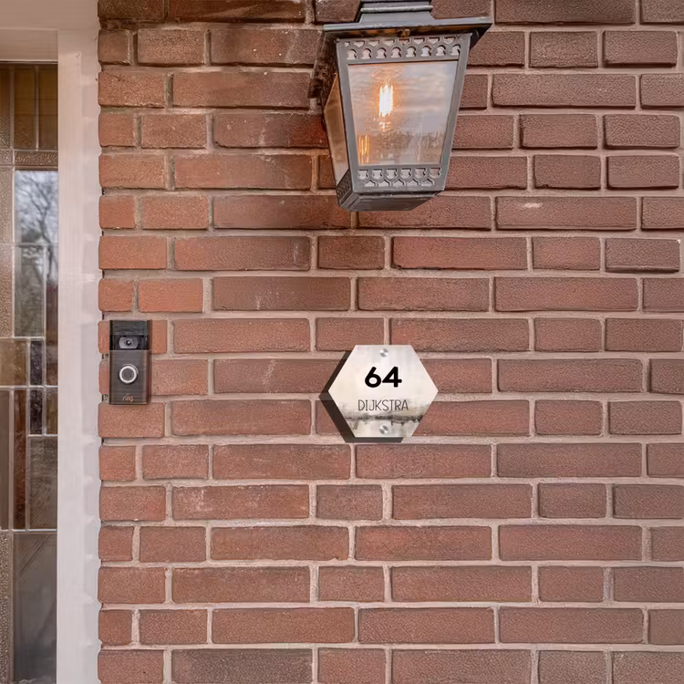 Naambordje voordeur - Hexagon - Geschilderd - Modern — 3