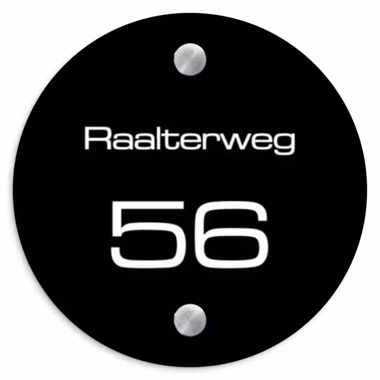 Naambordje voordeur - Rond - Effen - Zwart - Modern — 1