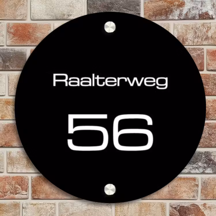 Naambordje voordeur - Rond - Effen - Zwart - Modern — 4