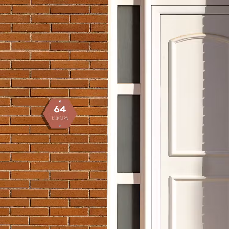 Naambordje voordeur - Hexagon - Terracotta - Modern — 2