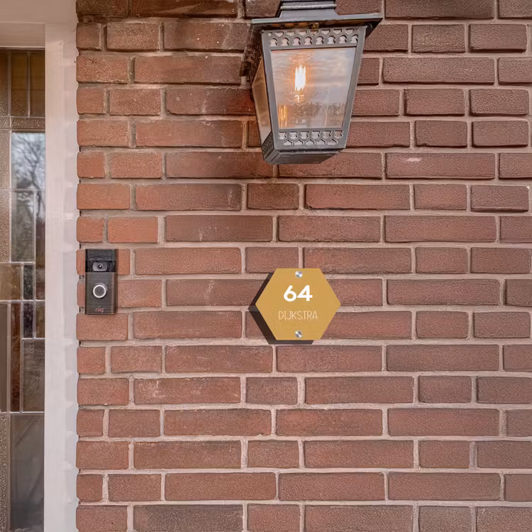 Naambordje voordeur - Hexagon - Mosterdgeel - Modern — 3