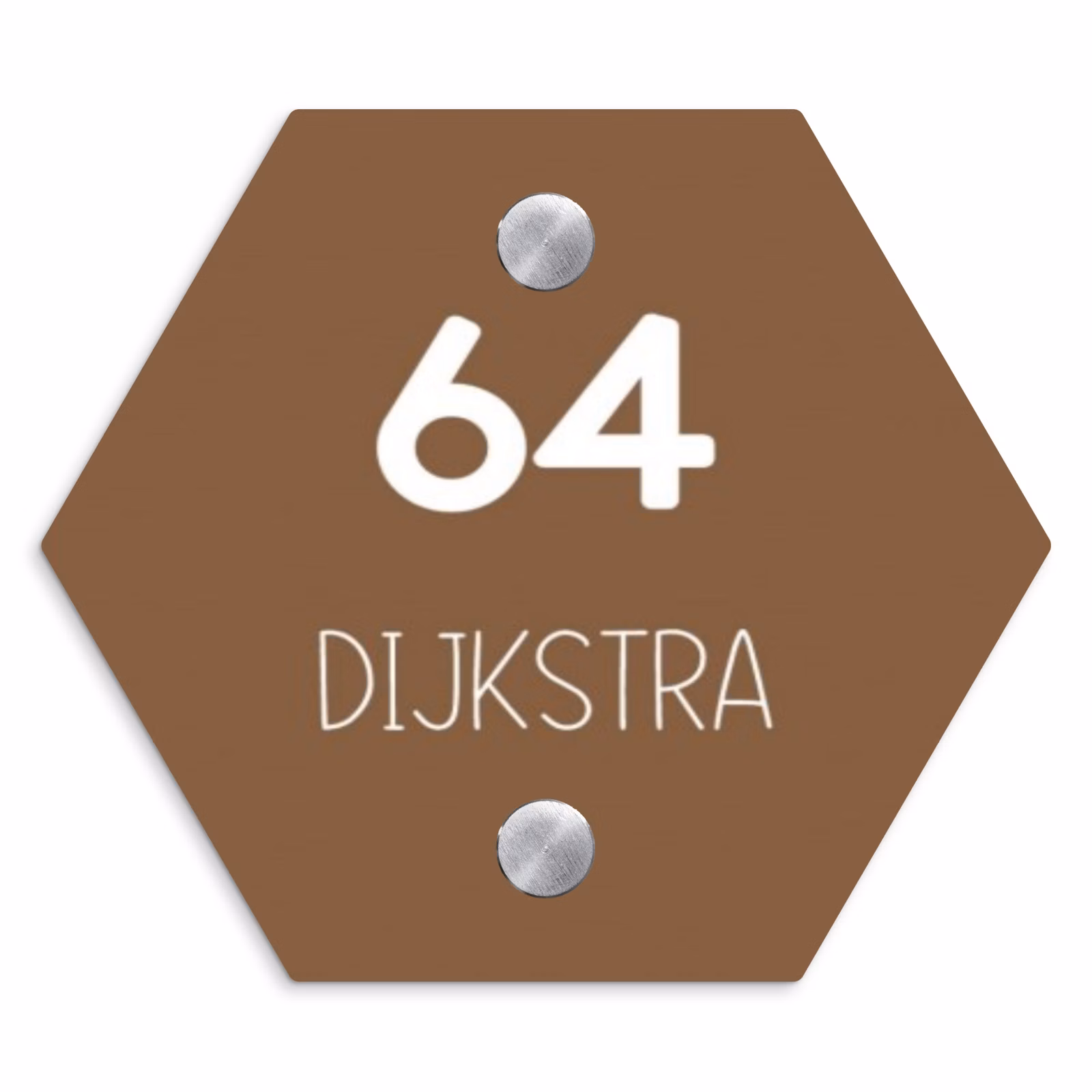 Naambordje voordeur - Hexagon - Bruin- Modern — 1