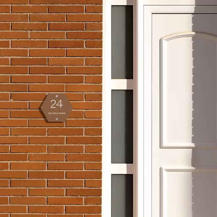 Naambordje voordeur - Hexagon - Bruin - Klassiek — 2