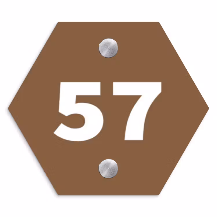 Naambordje voordeur - Hexagon - Bruin- Traditioneel — 1
