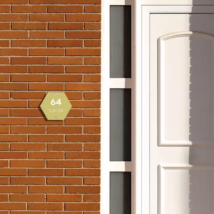 Naambordje voordeur - Hexagon - Lichtgroen - Modern — 2