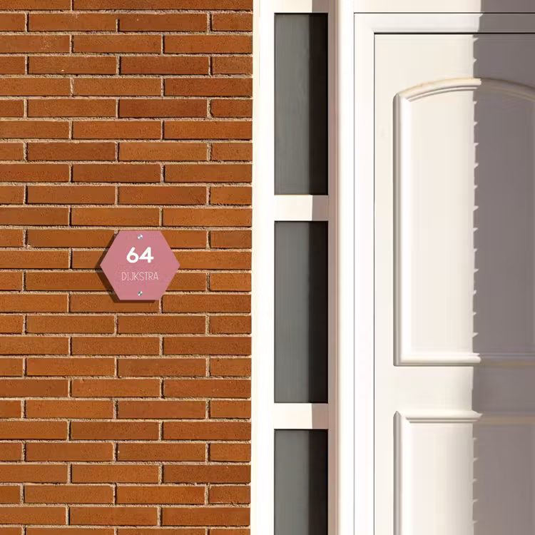 Naambordje voordeur - Hexagon - Oudroze - Modern — 2