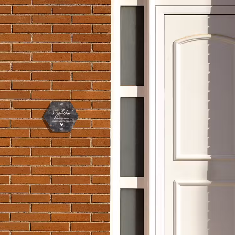 Naambordje voordeur - Hexagon - Verweerd metaal - Sierlijk — 2