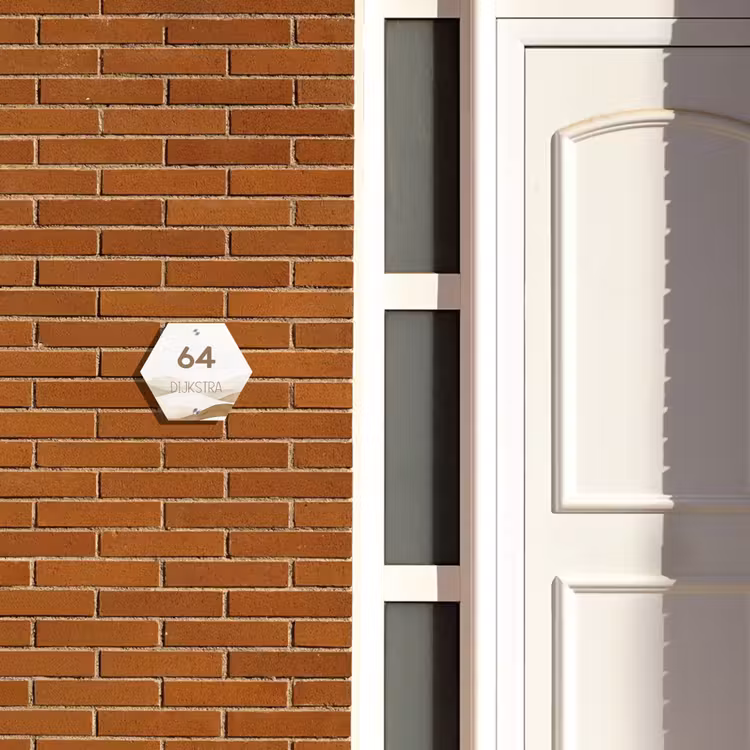 Naambordje voordeur - Hexagon - Beige landschap - Modern — 2