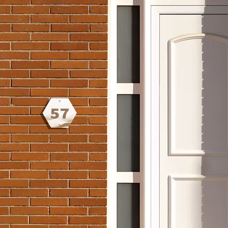 Naambordje voordeur - Hexagon - Beige landschap - Traditioneel — 2