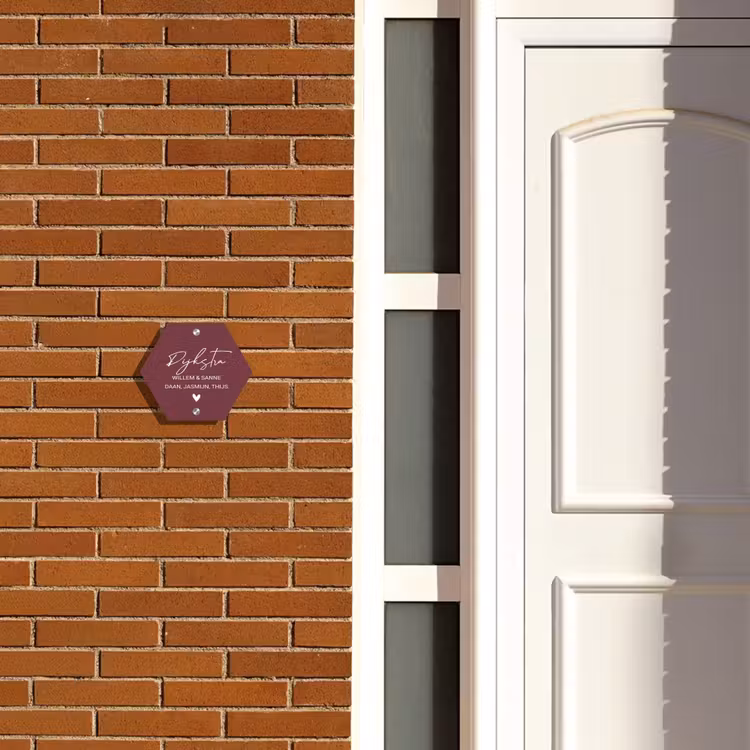 Naambordje voordeur - Hexagon - Bordeauxrood - Sierlijk — 2