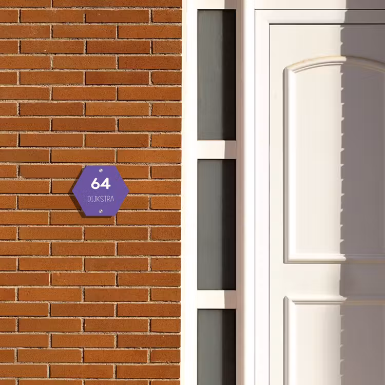 Naambordje voordeur - Hexagon - Donkerpaars - Modern — 2