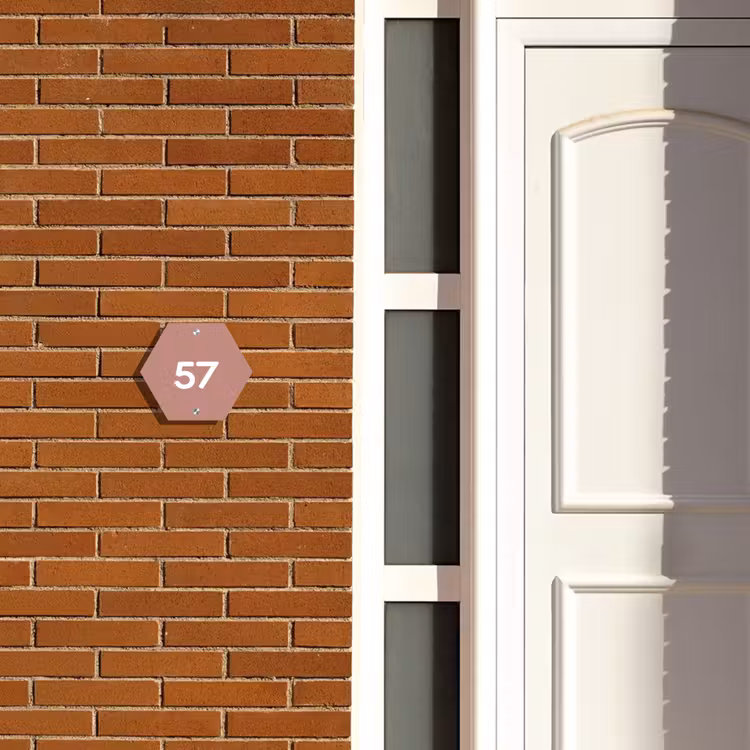 Naambordje voordeur - Hexagon - Effen oudroze - Traditioneel — 2