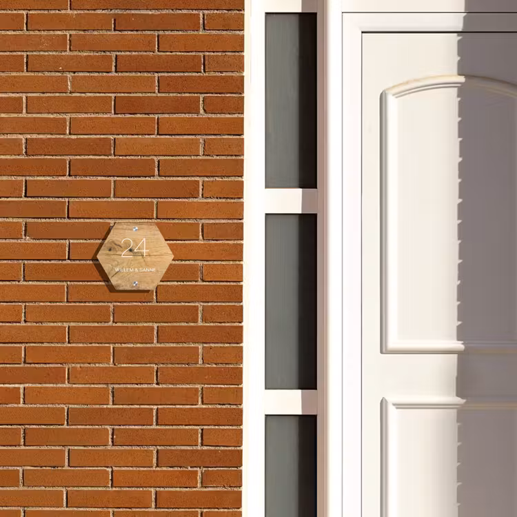 Naambordje voordeur - Hexagon - Hout - Klassiek — 2