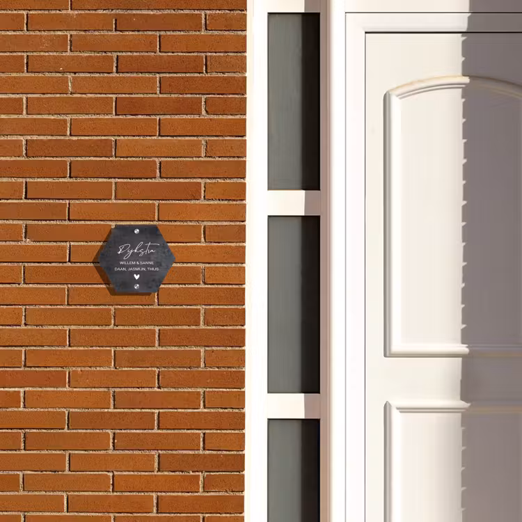 Naambordje voordeur - Hexagon - Donker steen - Sierlijk — 2