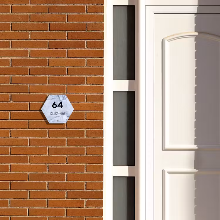 Naambordje voordeur - Hexagon - Blauw marmer - Modern — 2