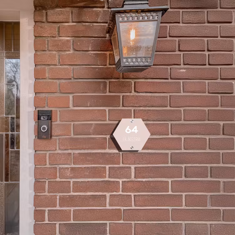 Naambordje voordeur - Hexagon - Lichtroze - Modern — 3