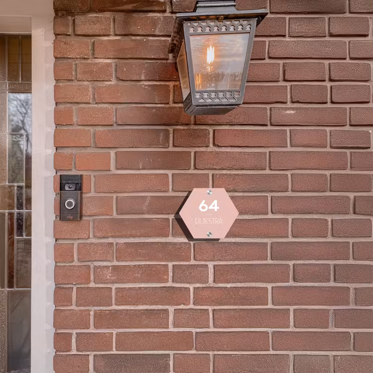 Naambordje voordeur - Hexagon - Effen roze - Modern — 3