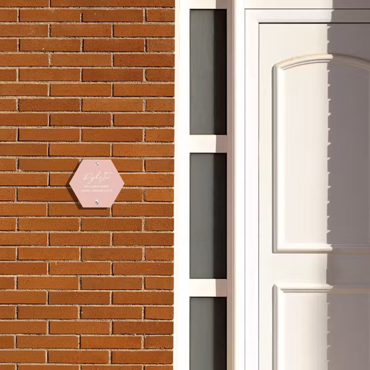 Naambordje voordeur - Hexagon - Effen roze - Sierlijk — 2
