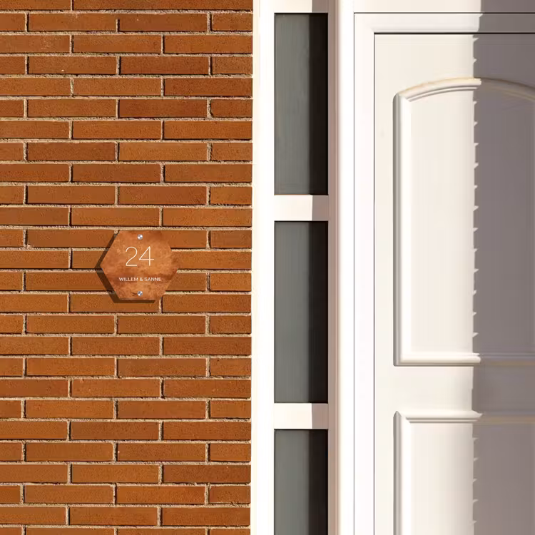 Naambordje voordeur - Hexagon - Roest - Klassiek — 2