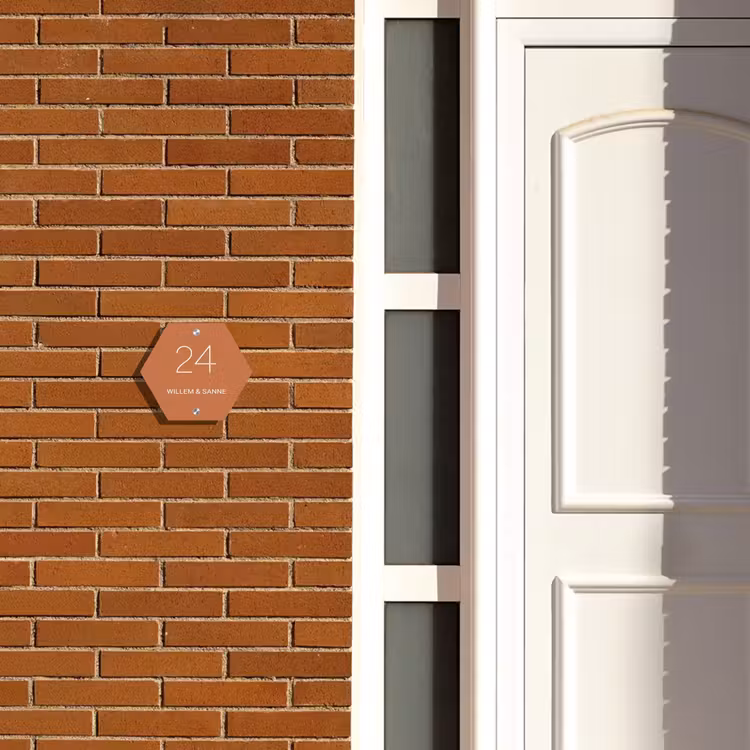 Naambordje voordeur - Hexagon - Terracotta - Klassiek — 2