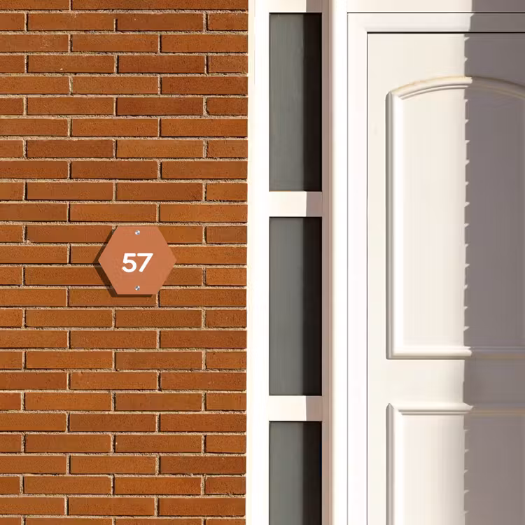 Naambordje voordeur - Hexagon - Terracotta - Traditioneel — 2