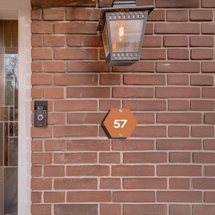 Naambordje voordeur - Hexagon - Terracotta - Traditioneel — 3