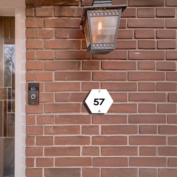 Naambordje voordeur - Hexagon - Wit vlak - Traditioneel — 3