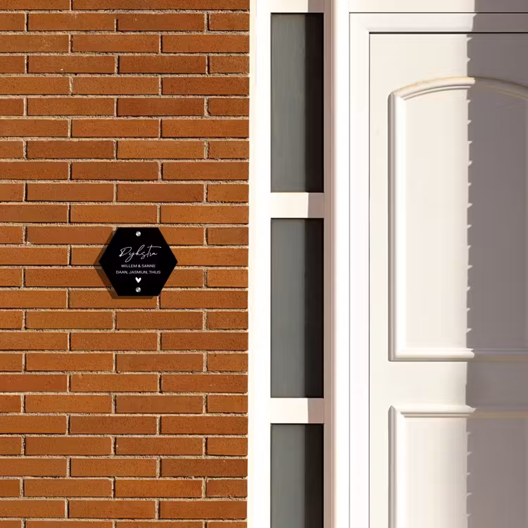 Naambordje voordeur - Hexagon - Zwart vlak - Sierlijk — 2