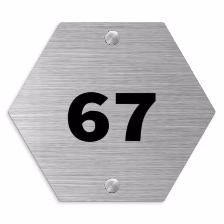 Naambordje voordeur geborsteld - Hexagon - RVS - Metaal - Traditioneel — 1