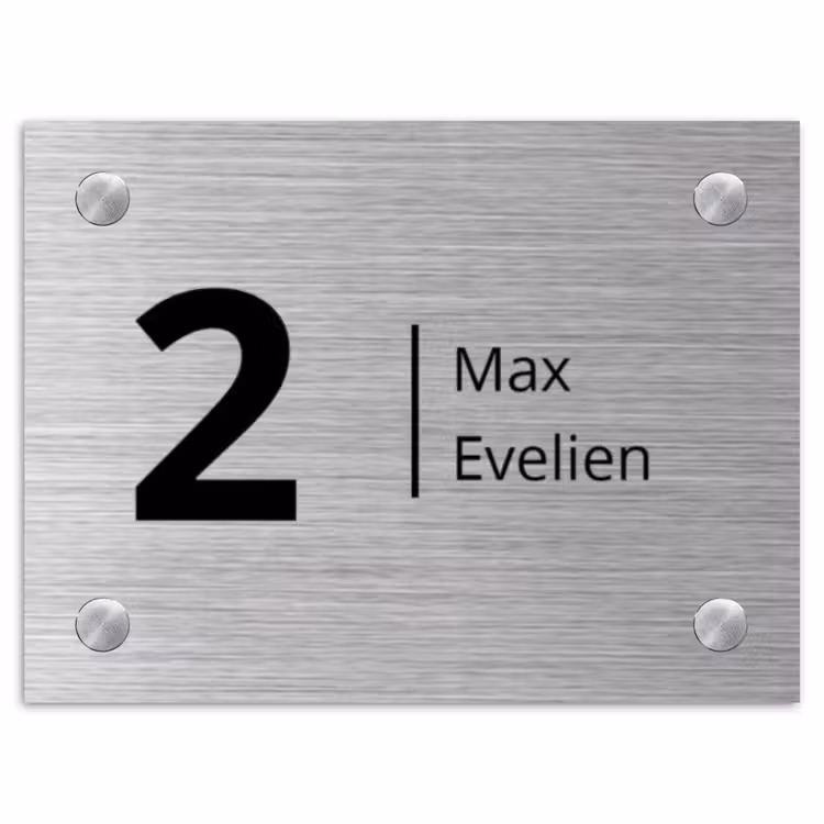Naambordje voordeur geborsteld - Rechthoek RVS - Metaaleffect - Modern — 1