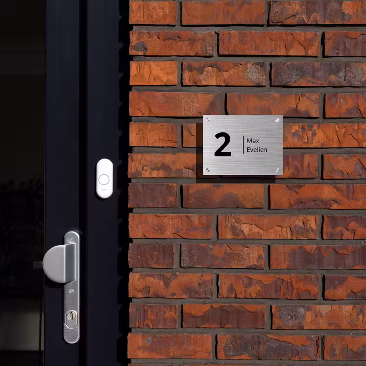Naambordje voordeur geborsteld - Rechthoek RVS - Metaaleffect - Modern — 2