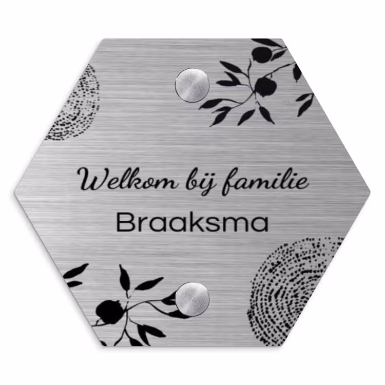 Naambordje voordeur - Hexagon - Illustraties - Metaal - Sierlijk — 1