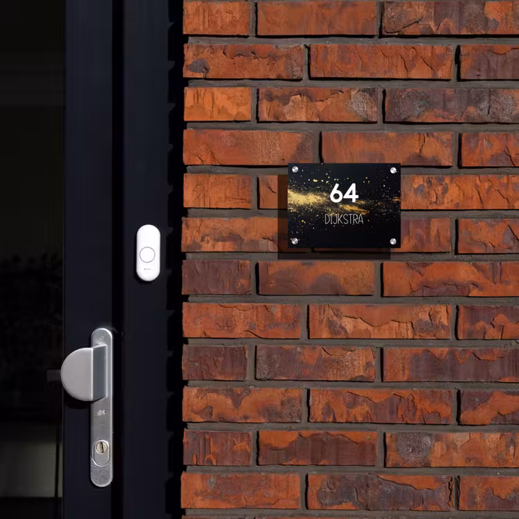Naambordje voordeur - Rechthoek - Gouden verfspatten - Modern — 2