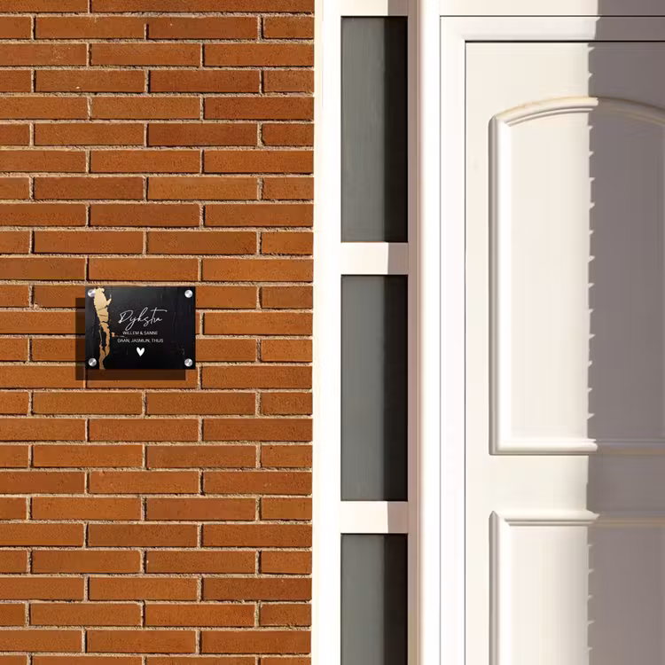 Naambordje voordeur - Rechthoek - Zwart goud structuur - Sierlijk — 3