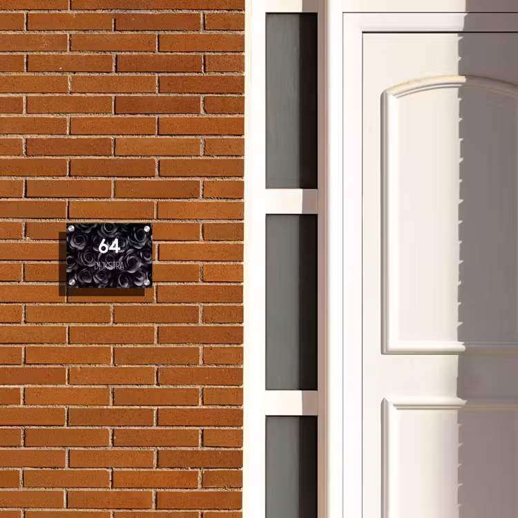 Naambordje voordeur - Rechthoek - Zwarte rozen - Modern — 3
