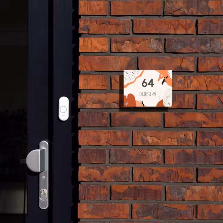 Naambordje voordeur - Rechthoek - Abstract oranje - Modern — 2