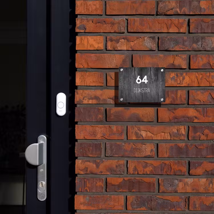 Naambordje voordeur - Rechthoek - Donker hout - Modern — 2