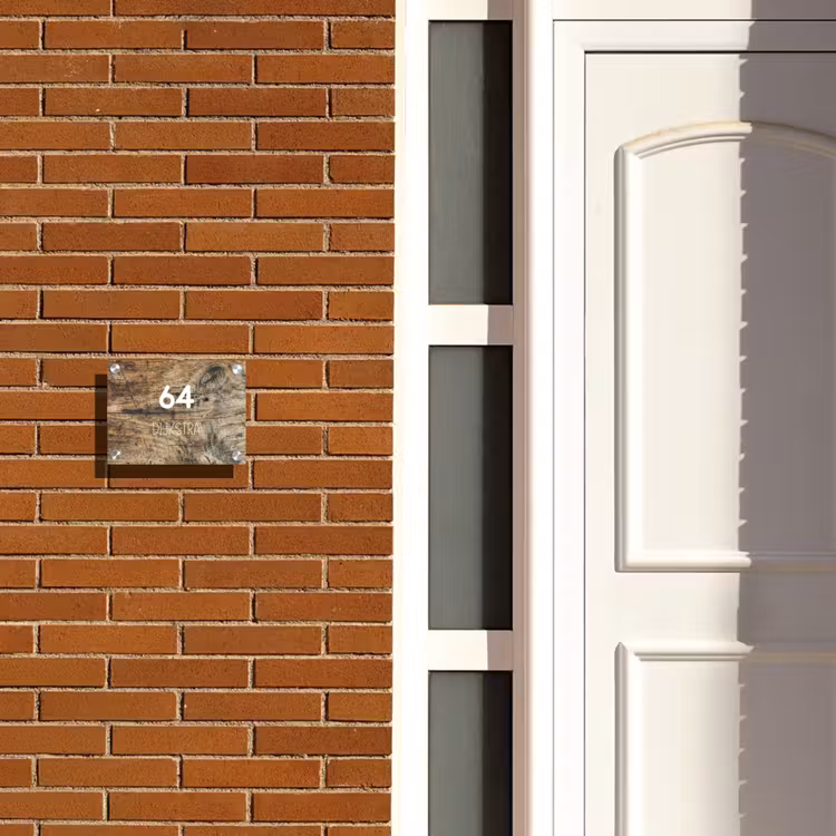Naambordje voordeur - Rechthoek - Verweerd hout - Modern — 3