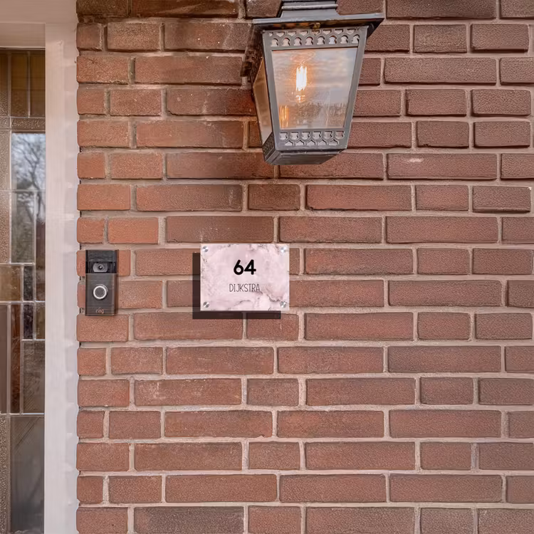 Naambordje voordeur - Rechthoek - Roze marmer - Modern — 5