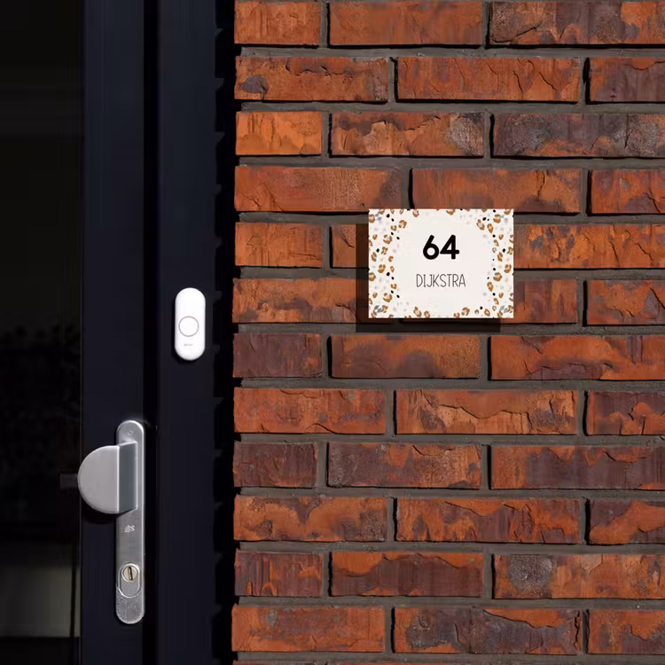 Naambordje voordeur - Rechthoek - Panterprint rand - Modern — 2