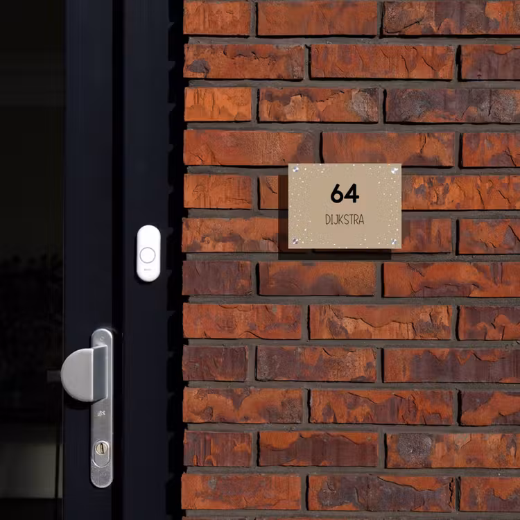 Naambordje voordeur - Rechthoek - Beige met stippen - Modern — 2